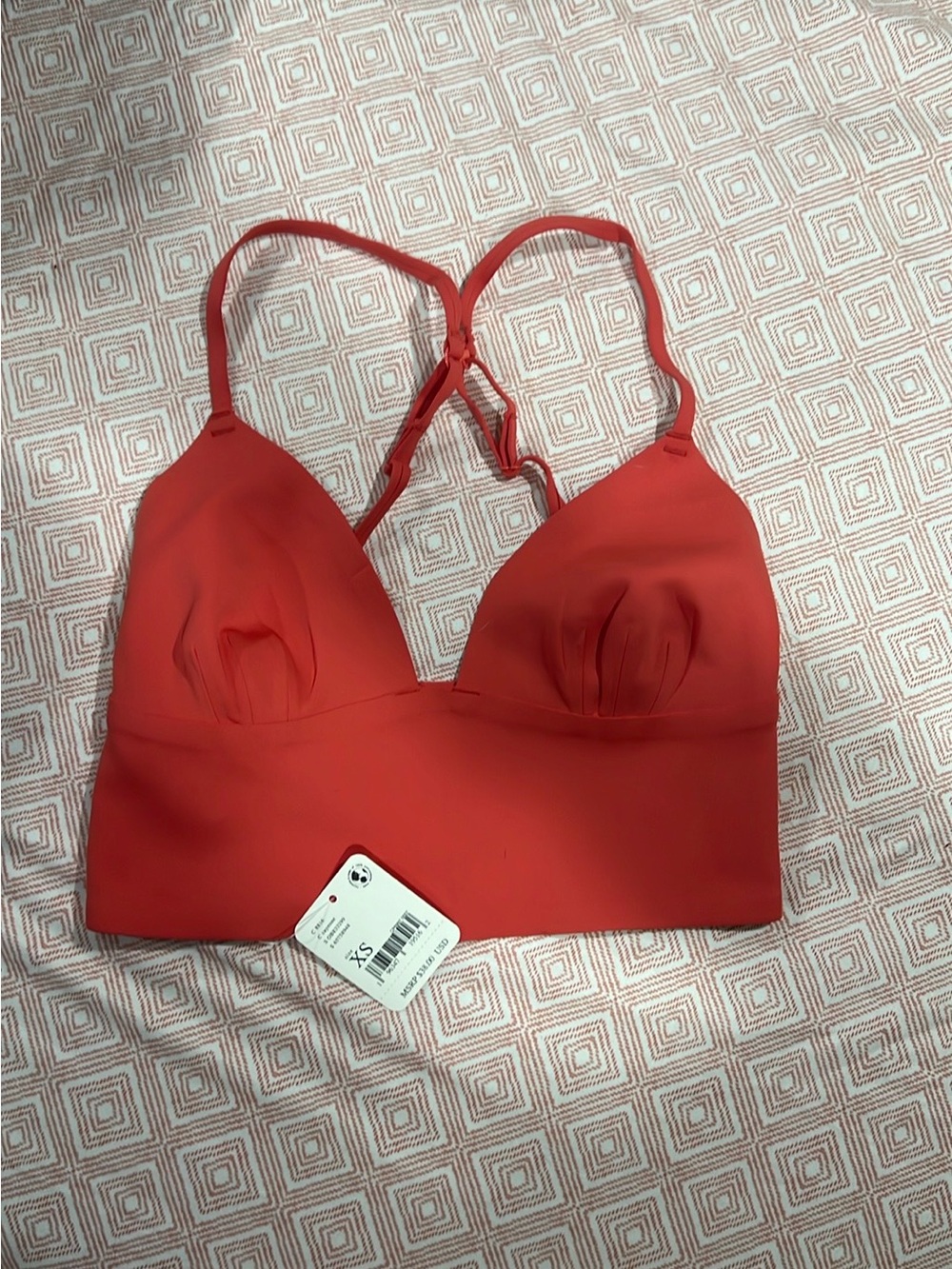 Free People Coral Red Longline Bralette with Adjustable Straps